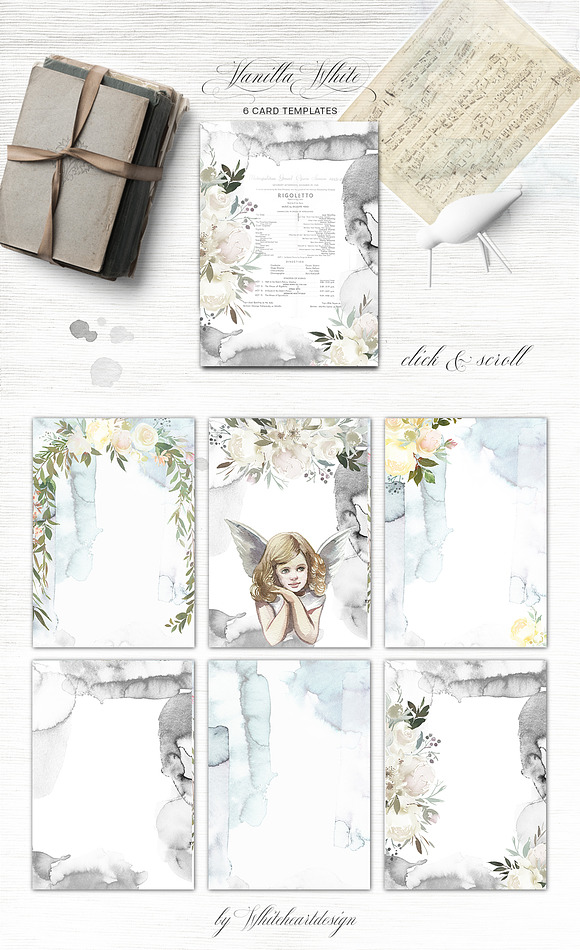 Vanilla White Watercolor Flowers  in Illustrations - product preview 7