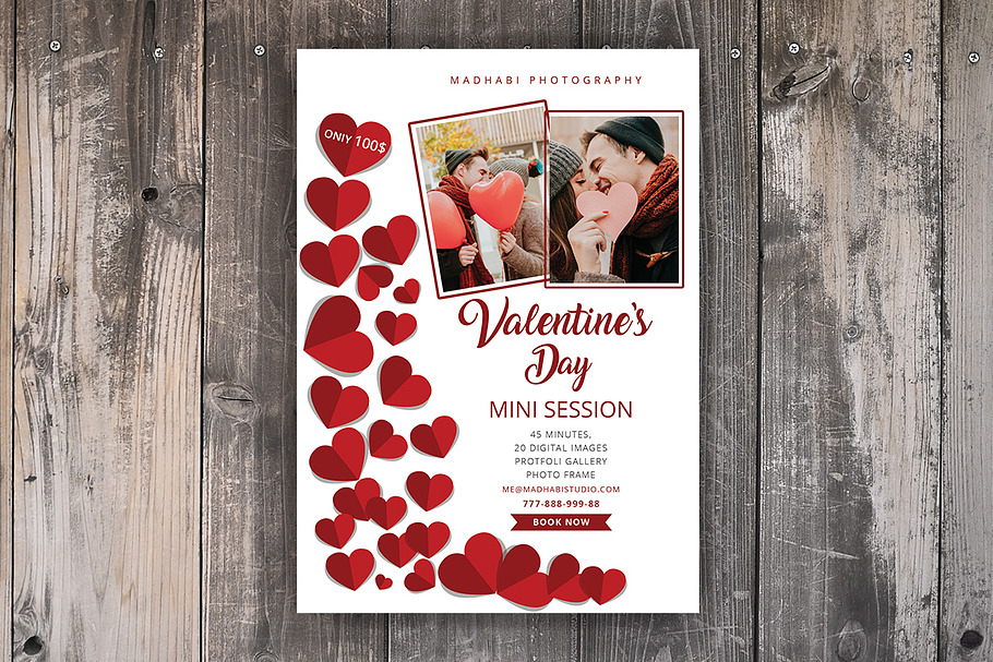 Valentines Day Mini Session Card in Card Templates - product preview 8