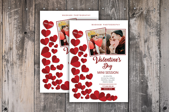 Valentines Day Mini Session Card in Card Templates - product preview 2