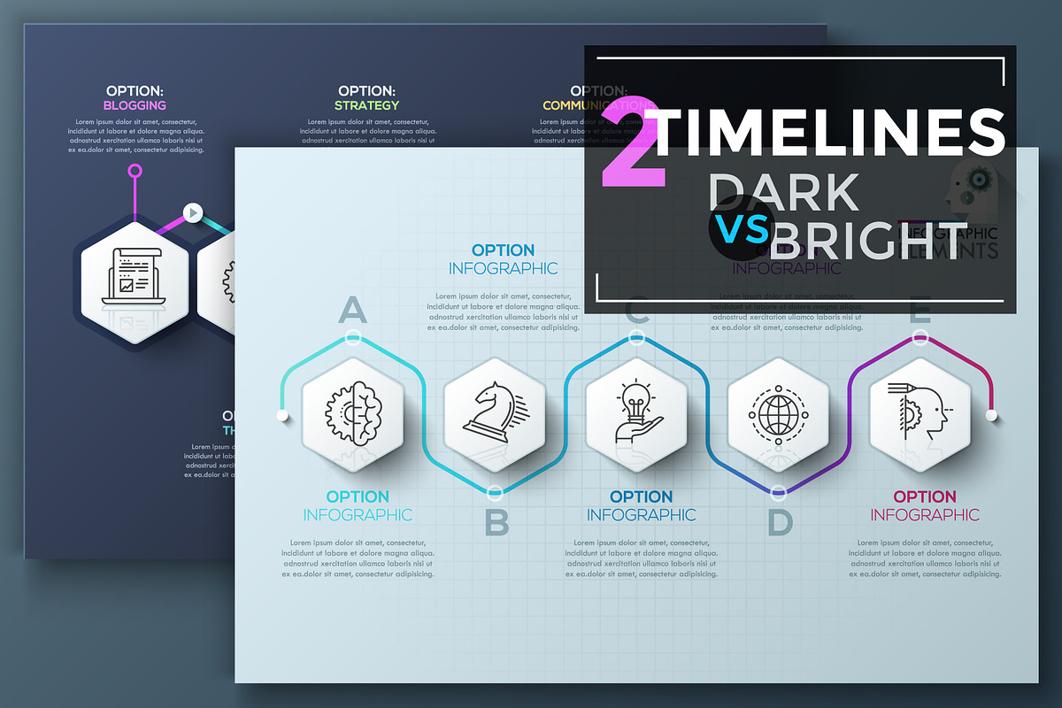 2 Polygon Timelines (Dark vs Bright) in Templates - product preview 8