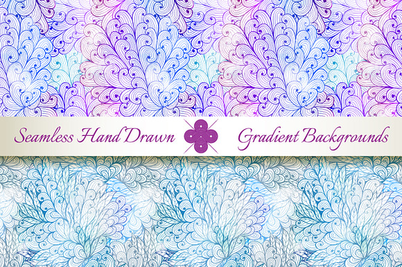 6 Seamless Gradient Florals. Set#7 in Patterns - product preview 1