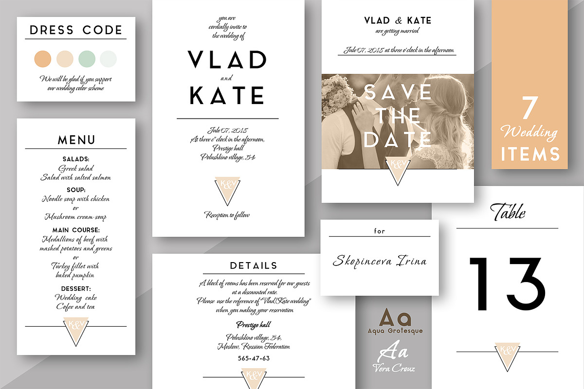 Sweet Peach Wedding Suite in Wedding Templates - product preview 8