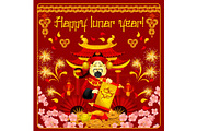 Chinese god of prosperity card for New Year design