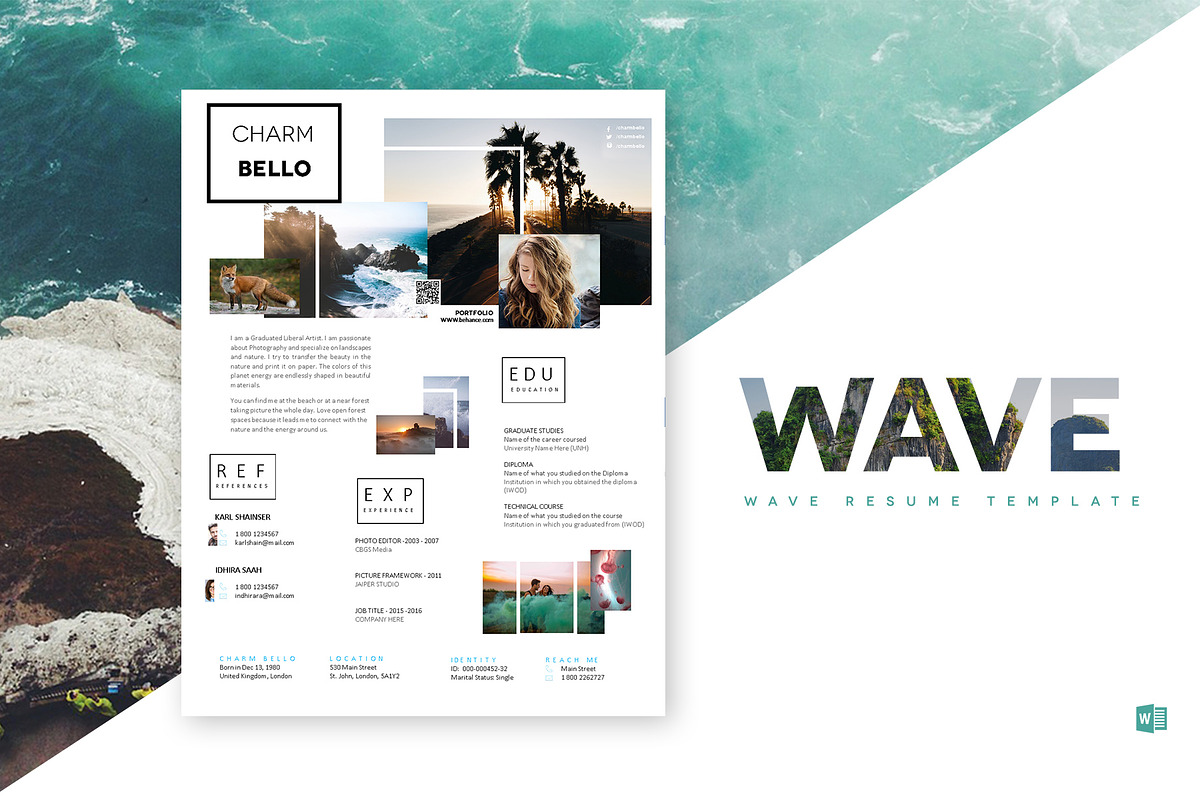 Wave Resume Template in Templates - product preview 8