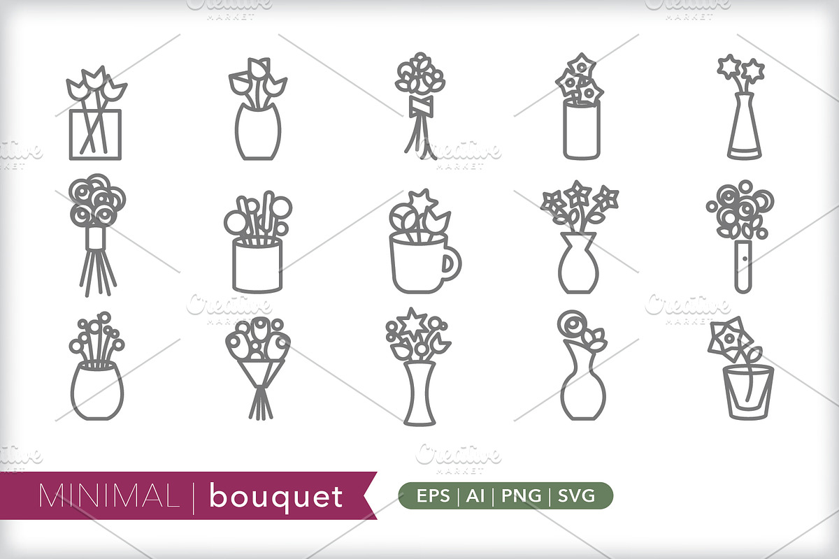 Minimal bouquet icons in Flower Icons - product preview 8