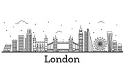 Outline London England City Skyline