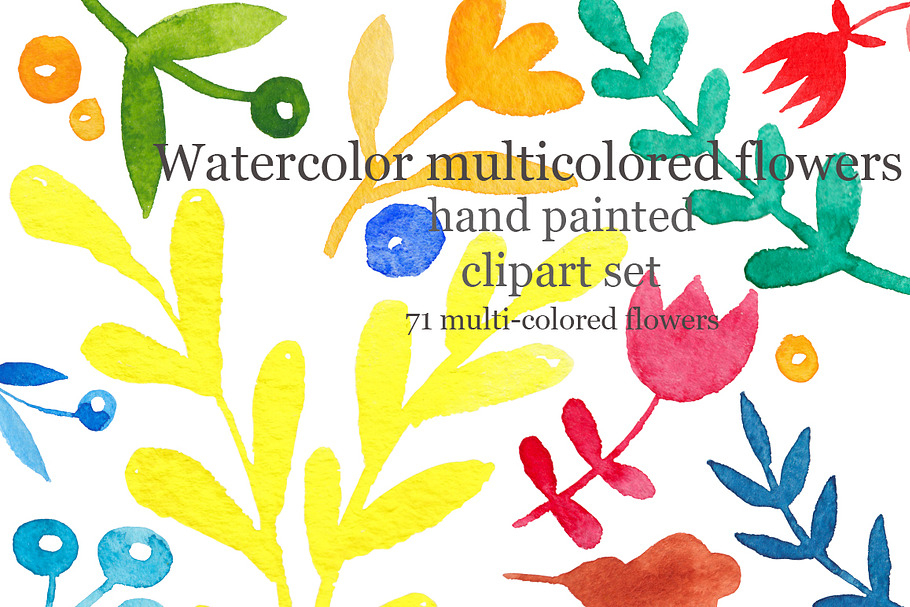 Watercolor colored flowers