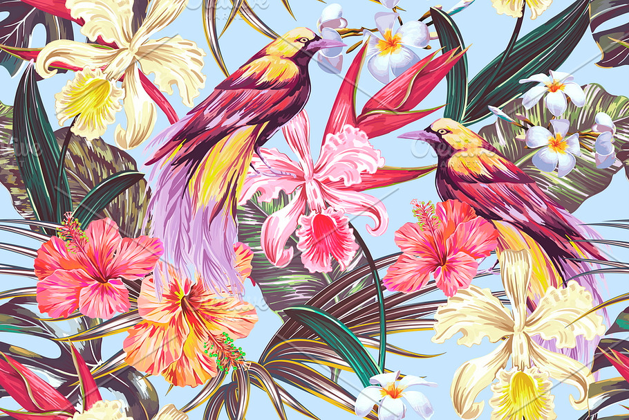 Tropical paradise birds pattern in Patterns - product preview 8