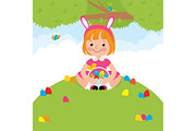 Children in Easter rabbit costume