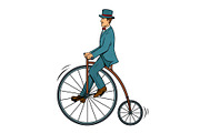 Gentleman ride vintage bicycle pop art vector