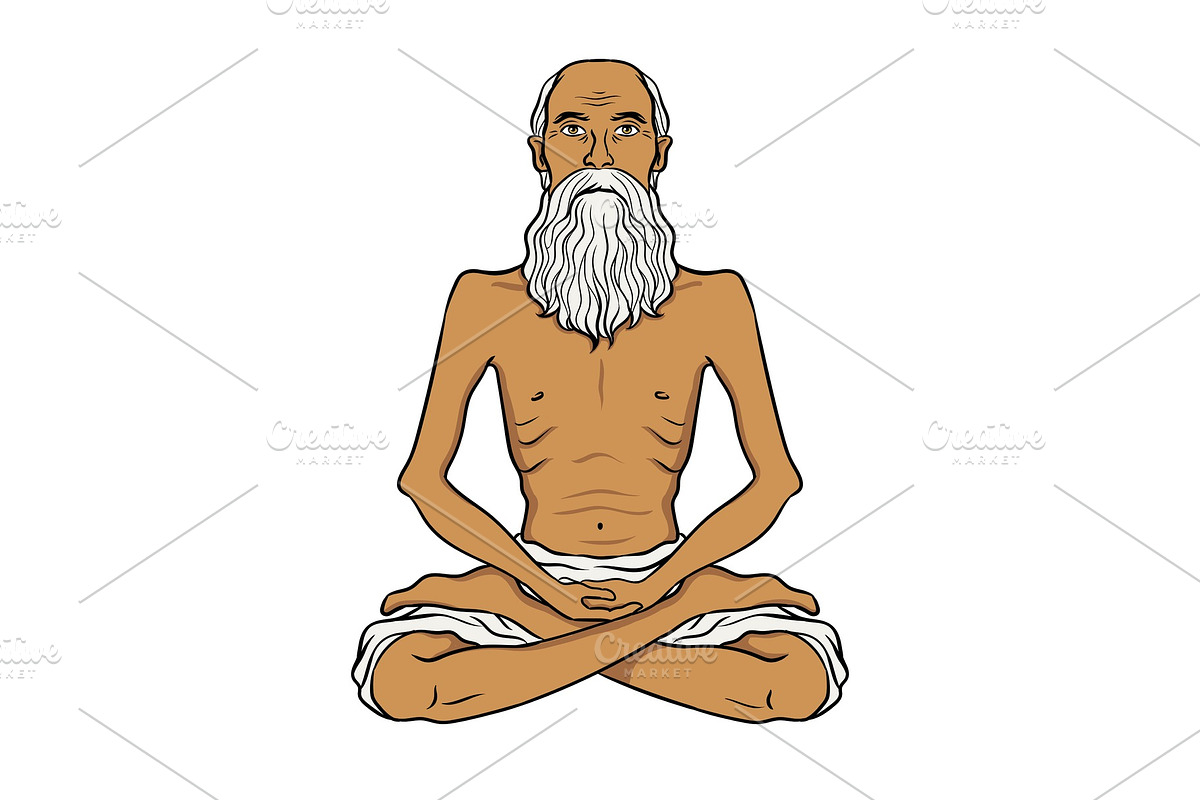 Yogi meditation pop art vector illustration in Illustrations - product preview 8