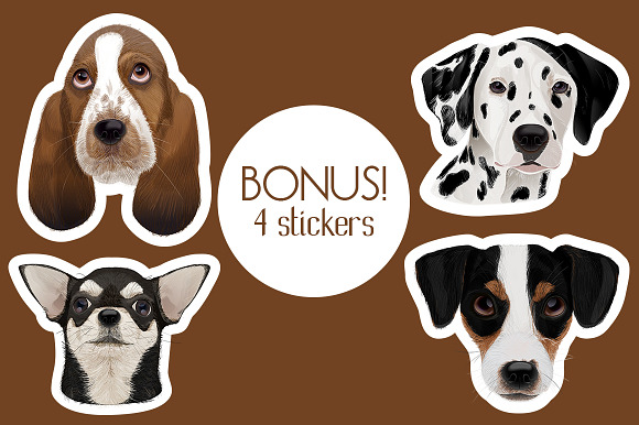Dog portraits.Vector illustrations. in Illustrations - product preview 5