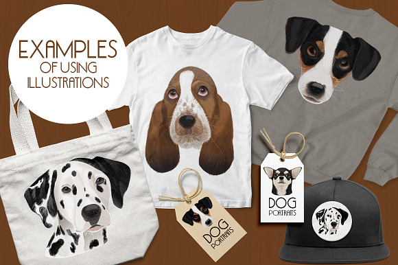 Dog portraits.Vector illustrations. in Illustrations - product preview 6