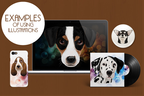 Dog portraits.Vector illustrations. in Illustrations - product preview 7