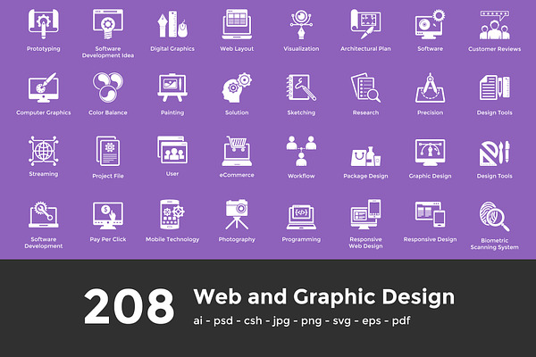 208 Web and Graphic Design Icons