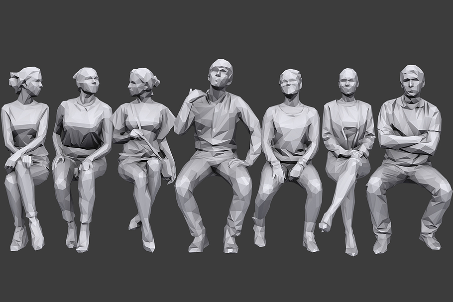 Lowpoly People Sitting Pack Vol.5 in Characters - product preview 8