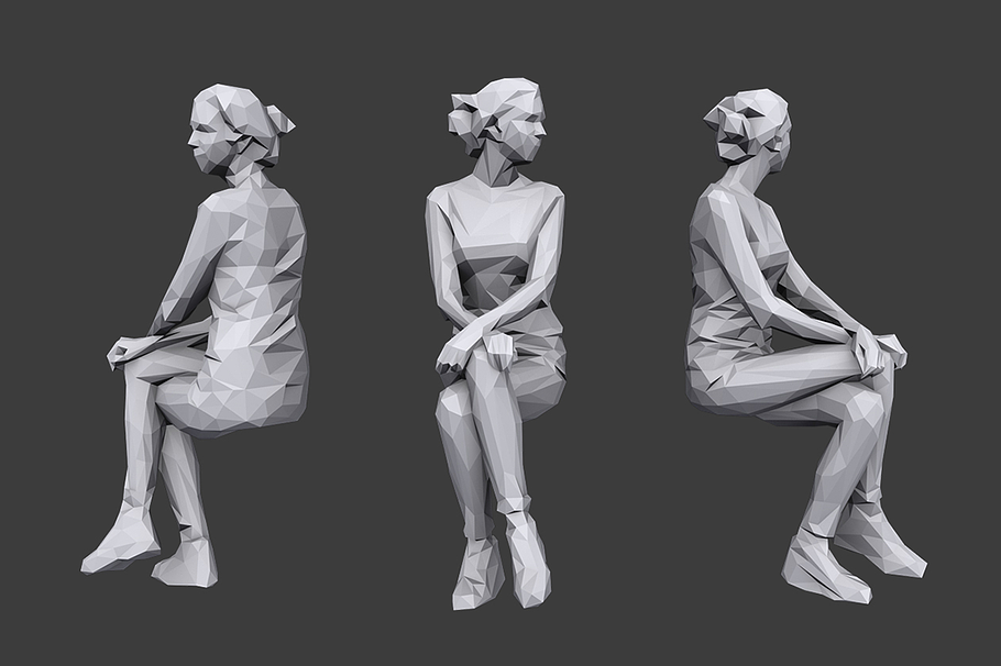 Lowpoly People Sitting Pack Vol.5 in Characters - product preview 1