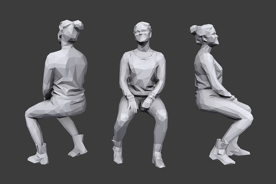 Lowpoly People Sitting Pack Vol.5 in Characters - product preview 4