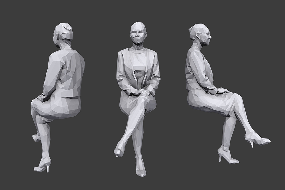 Lowpoly People Sitting Pack Vol.5 in Characters - product preview 6