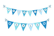 Cute festive bunting flags for Pesach jewish holiday Passover