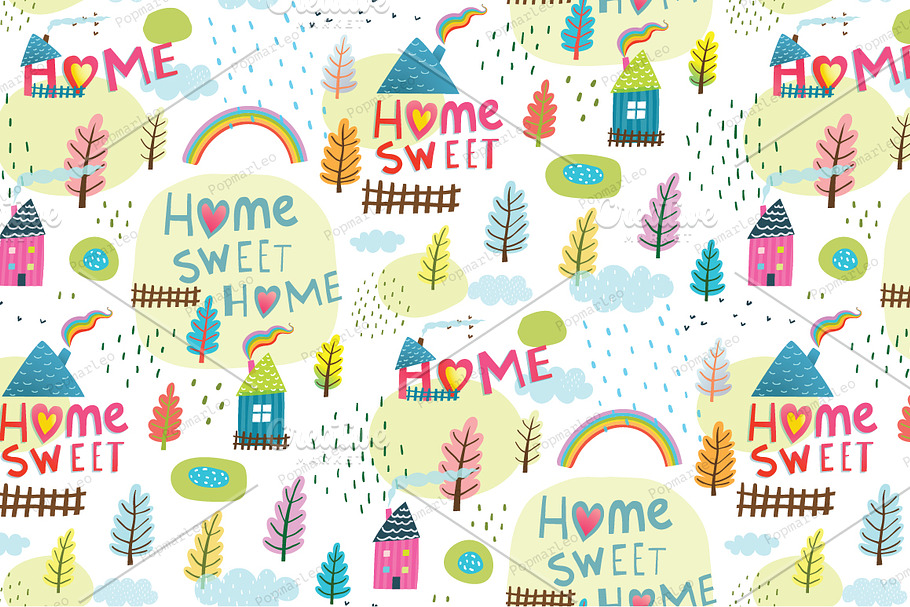 Home Sweet Home Seamless Background in Patterns - product preview 8