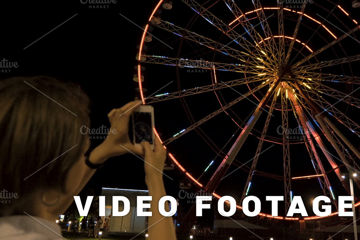 Ferris wheel at night in the city Batumi, Georgia in Graphics - product preview 8