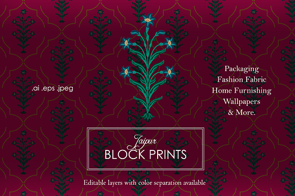 Indian Block Print : Set of 4 in Patterns - product preview 2