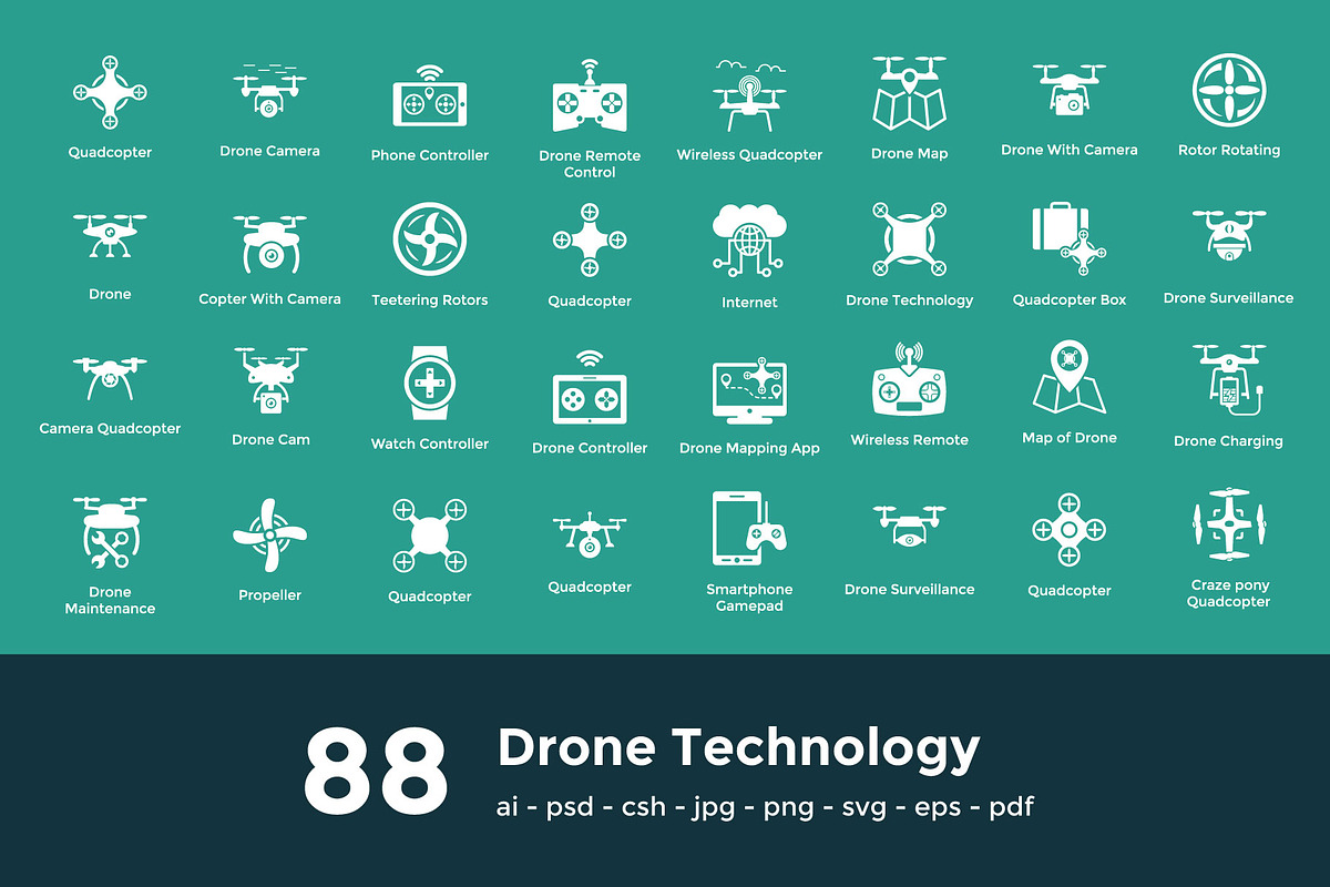 88 Drone Technology Vector Icons in Graphics - product preview 8