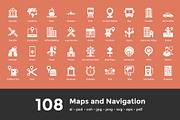 108 Maps and Navigation Icons