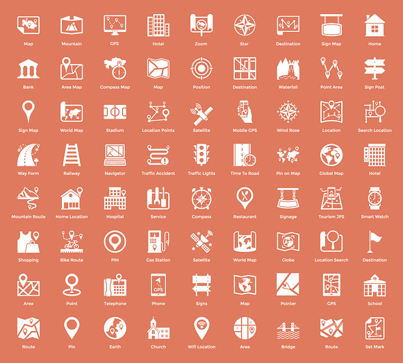 108 Maps and Navigation Icons in Graphics - product preview 1