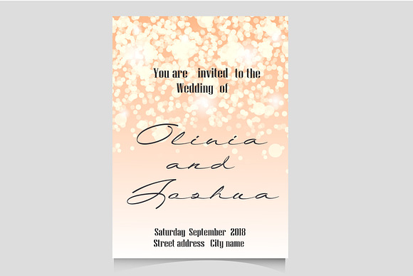 Bokeh lights Wedding invitation set in Postcard Templates - product preview 1