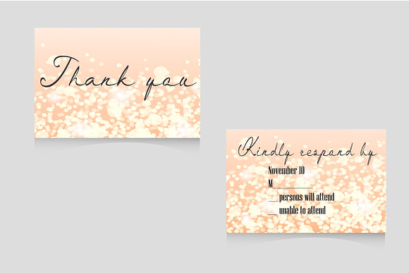 Bokeh lights Wedding invitation set in Postcard Templates - product preview 3