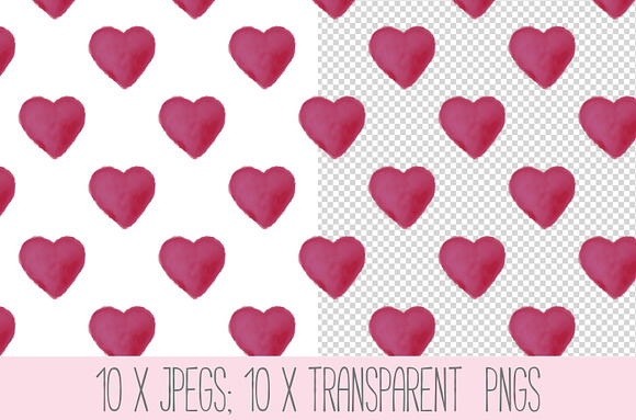 Seamless painted hearts patterns in Patterns - product preview 1
