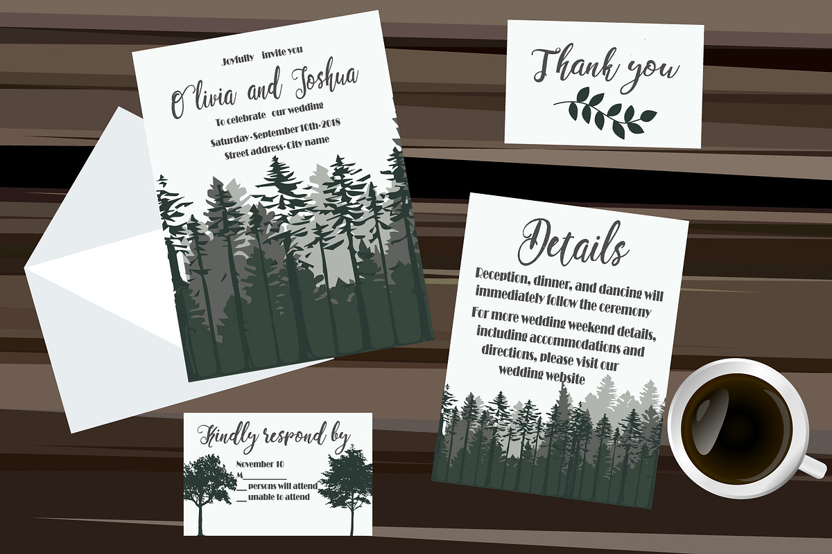 Woods Wedding Invitation set in Wedding Templates - product preview 8