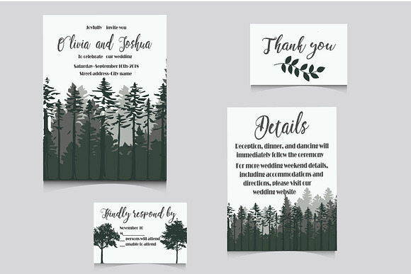 Woods Wedding Invitation set in Wedding Templates - product preview 1