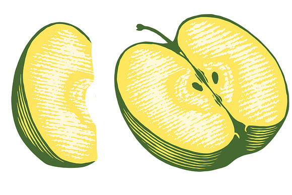 Yellow and Green Apple in Illustrations - product preview 1