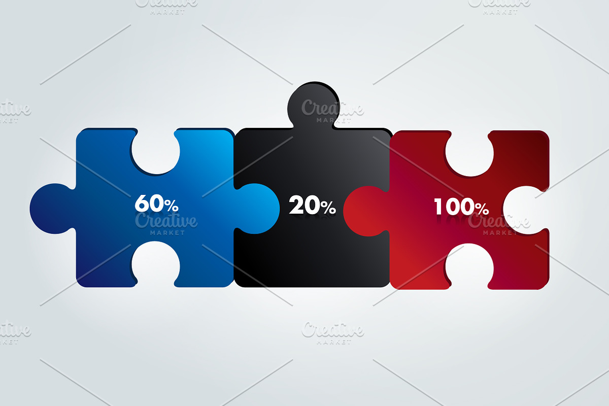 Puzzle infographic, 3 steps chart in Illustrations - product preview 8