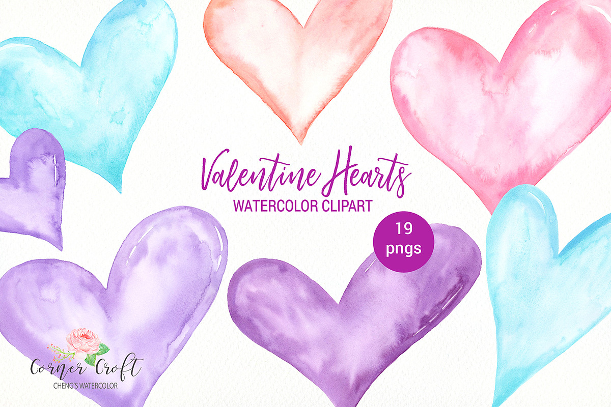 Watercolor Valentine Hearts in Illustrations - product preview 8