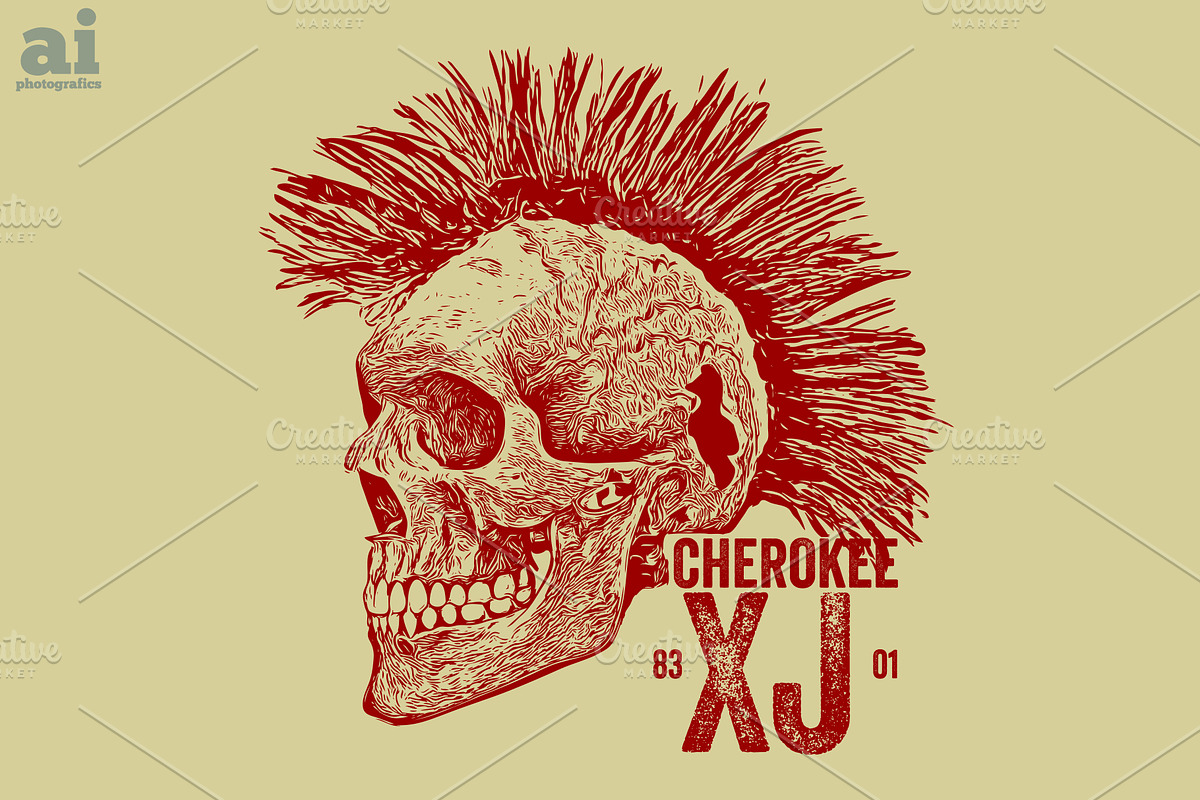 Cherokee XJ Skull in Illustrations - product preview 8