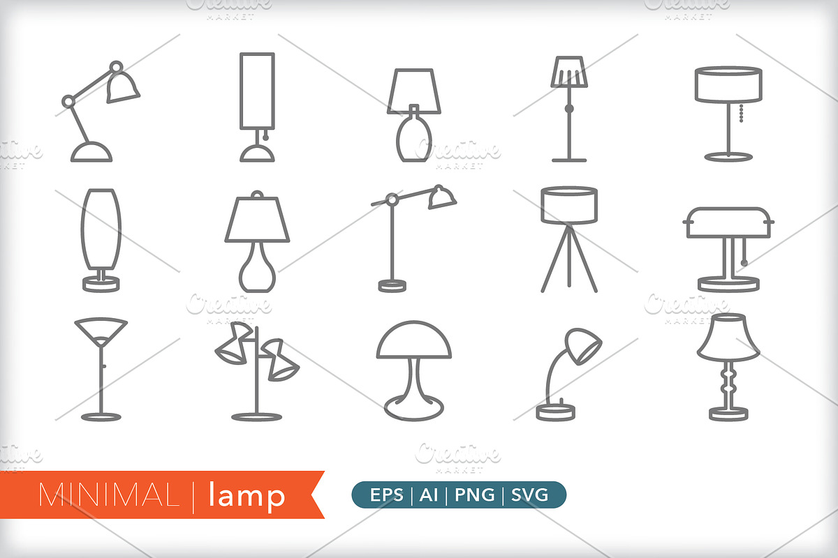 Minimal lamp icons in House Icons - product preview 8