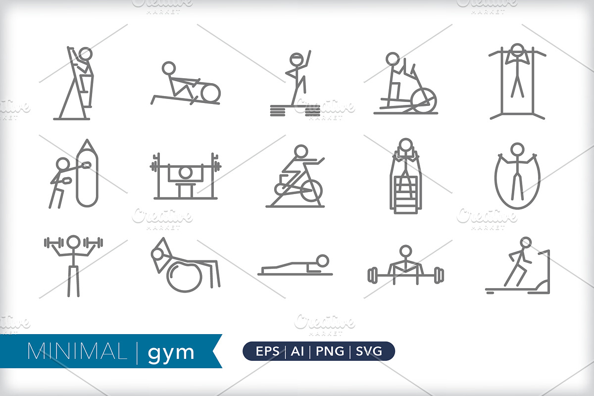 Minimal gym icons in Graphics - product preview 8