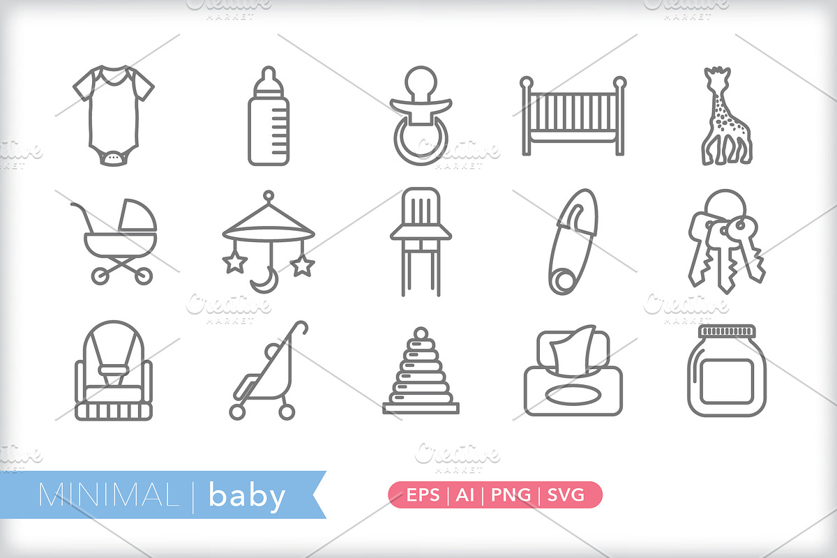 Minimal baby icons in Safety Icons - product preview 8