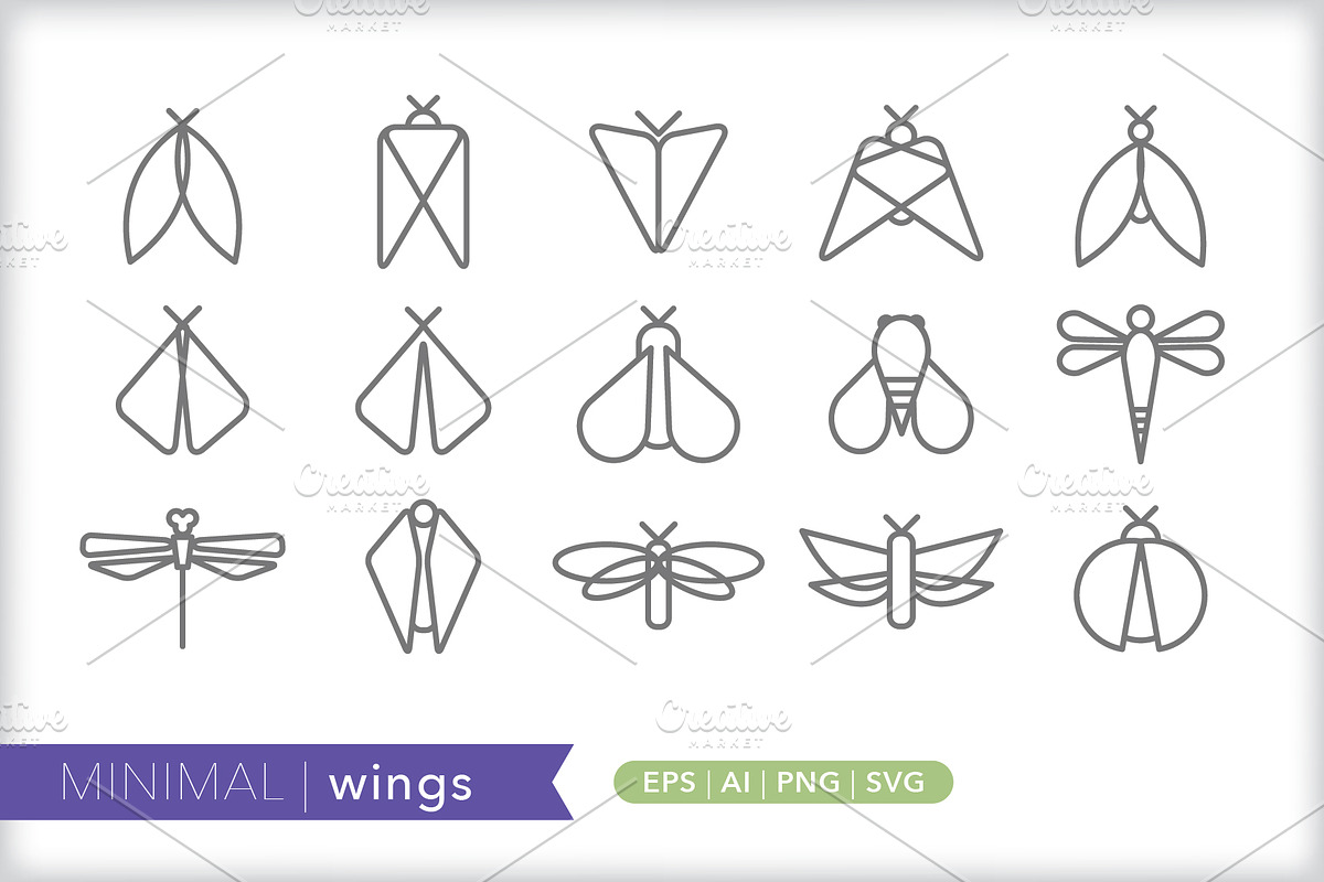 Minimal wings icons in Graphics - product preview 8