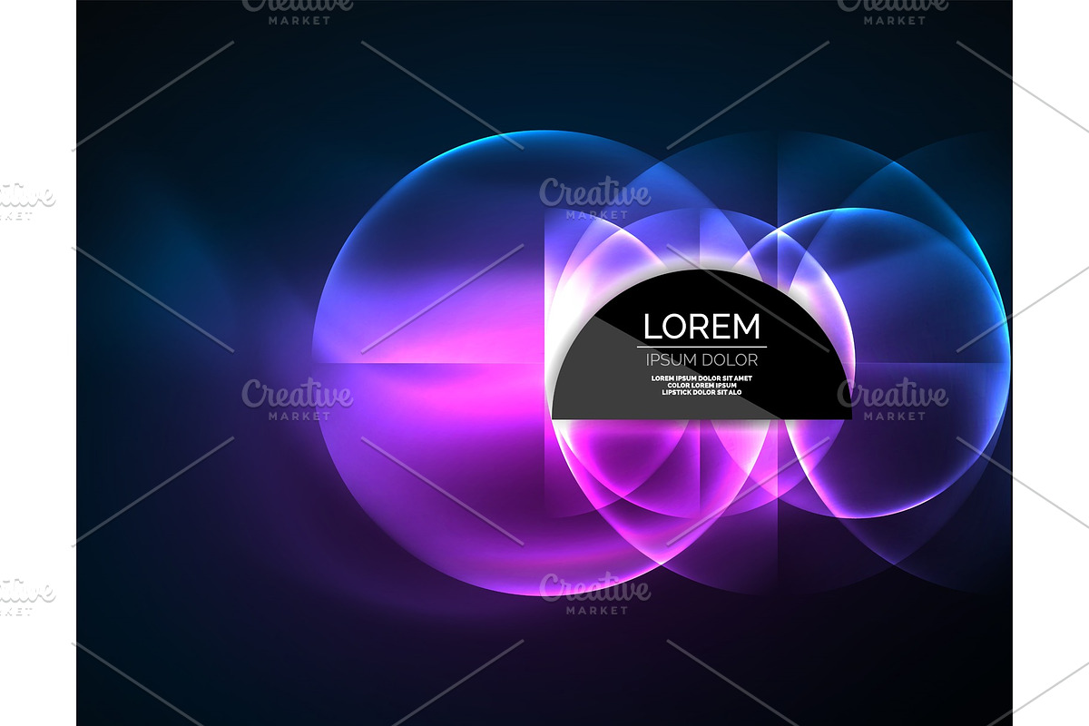 Neon glowing glass transparent circles, background in Textures - product preview 8