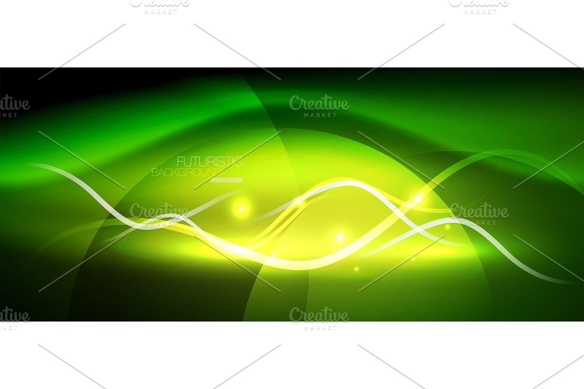 Bright neon lines wave in Illustrations - product preview 8
