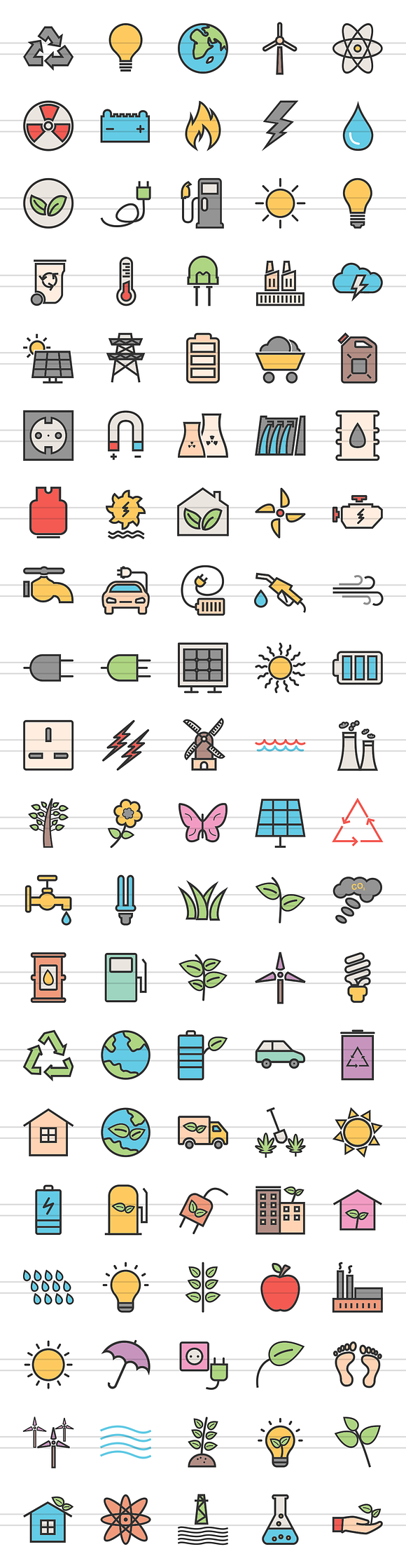 100 Energy Filled Line Icons in Graphics - product preview 1
