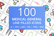 100 Medical General Filled Line Icon