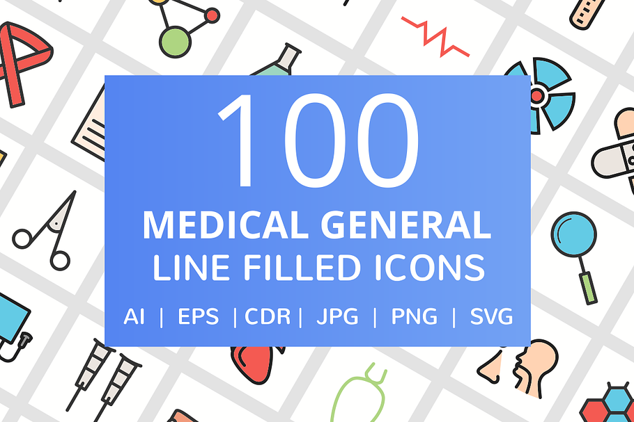 100 Medical General Filled Line Icon in Graphics - product preview 8