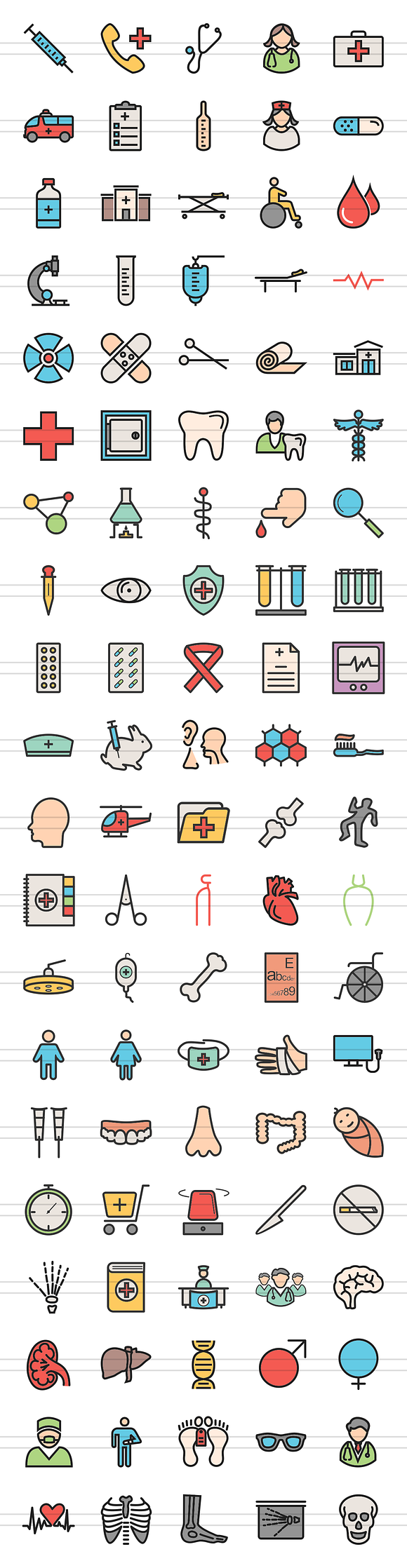100 Medical General Filled Line Icon in Graphics - product preview 1