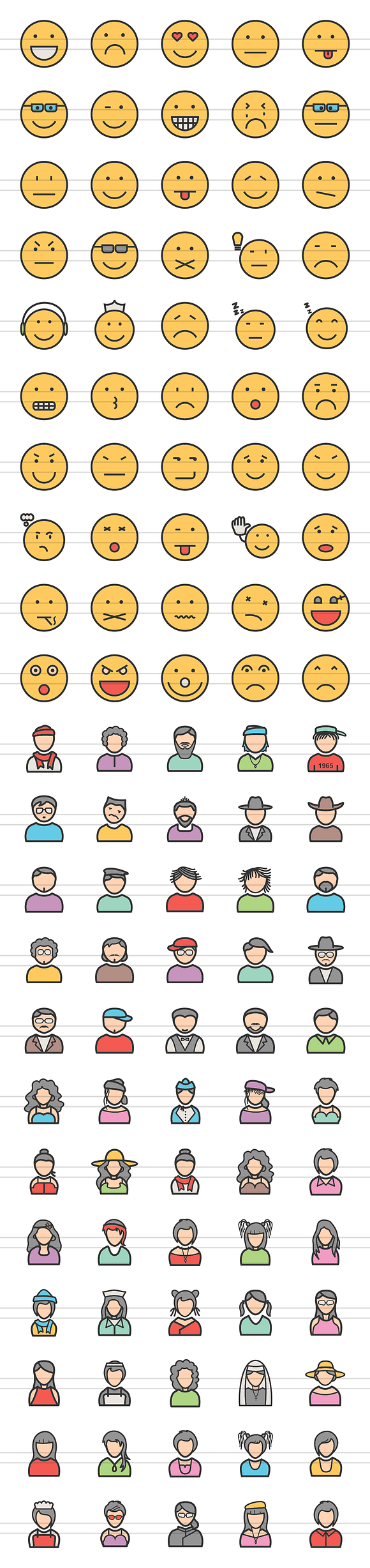 110 Avatars & Emoticons Filled Icons in Icons - product preview 1